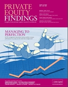 Front cover of Private Equity Findings magazine.