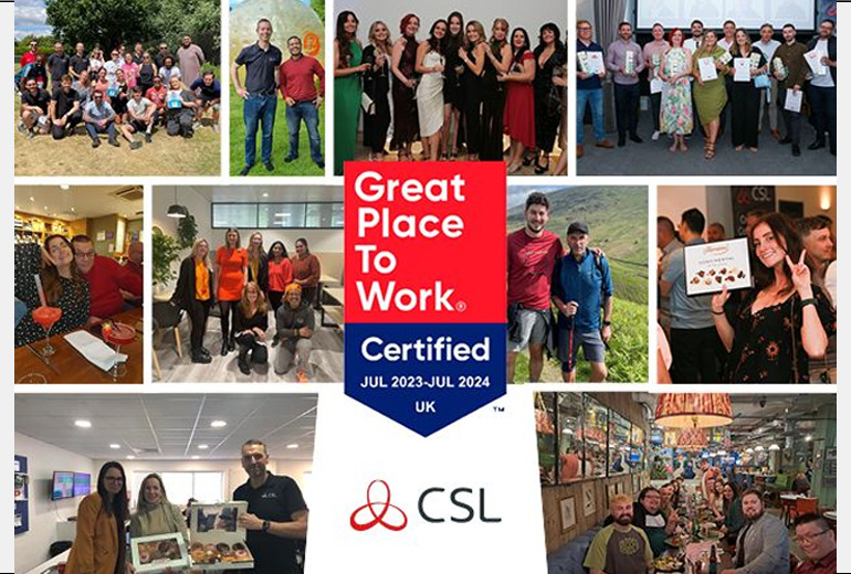CSL awarded Great Place To Work® accreditation - Header Image